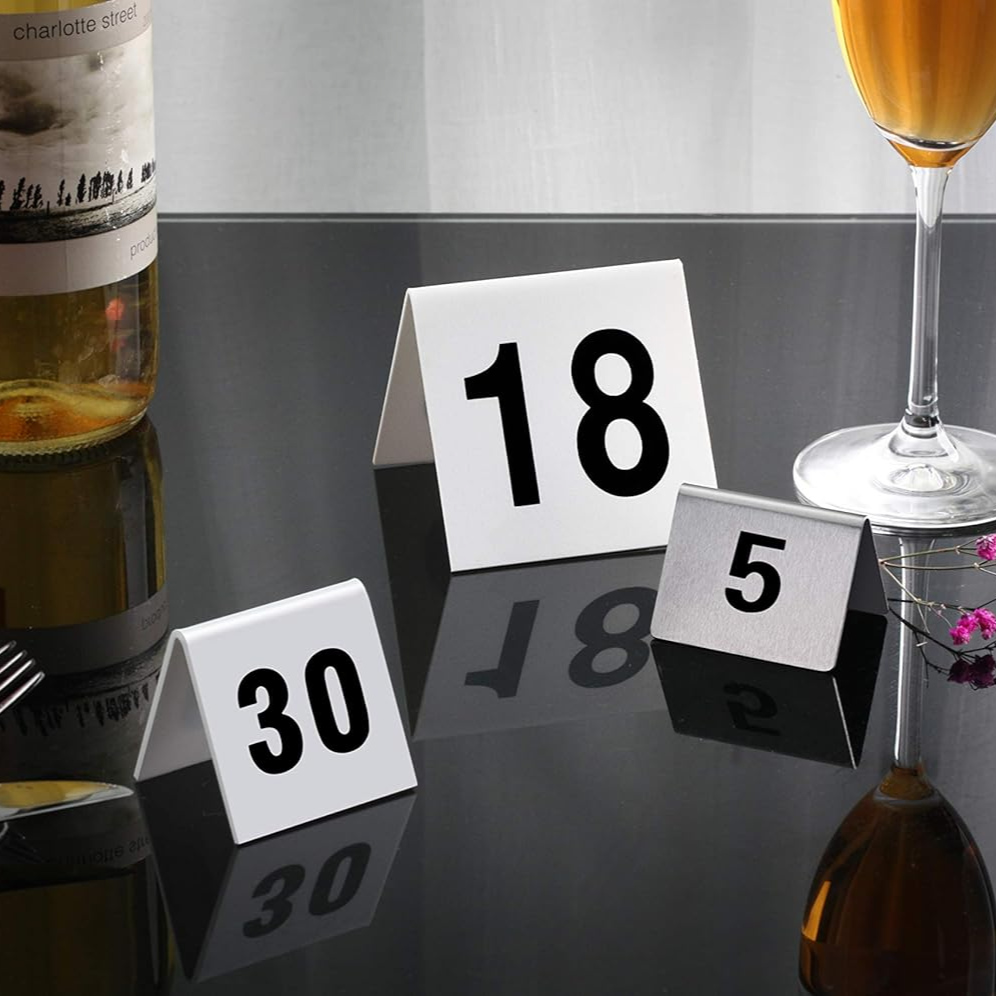 Stainless steel table numbers from 01 to 50- lunazchef.shop