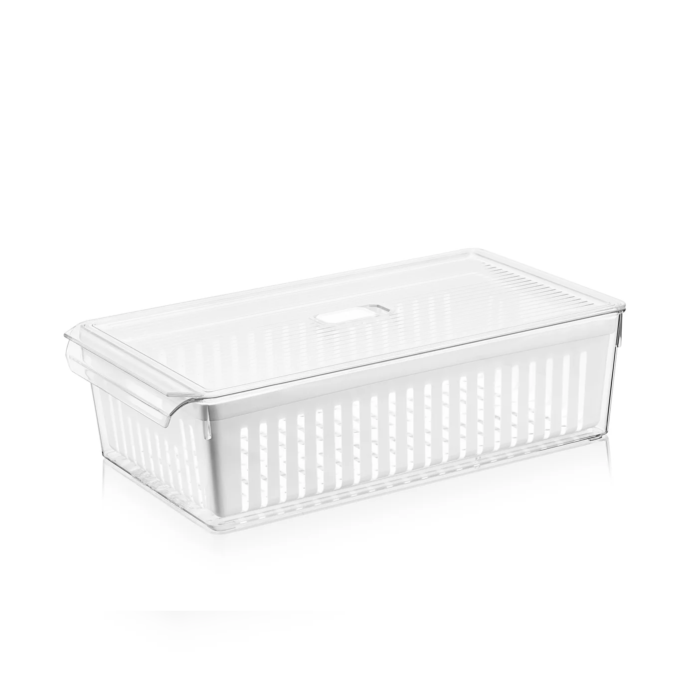 Super Clear Fridge Organizer w Plastic Strainer 37x21x10 - lunazchef.shop