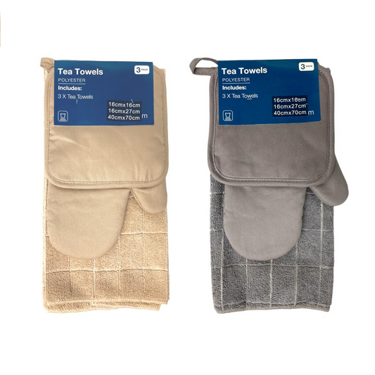 Tea Towel with Oven Mitt & Potholder Solid Color  - lunazchef.shop