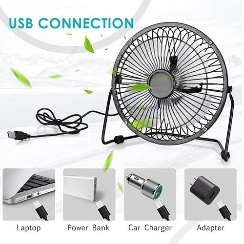 USB 6" Metal Mini Fan - lunazchef.shop