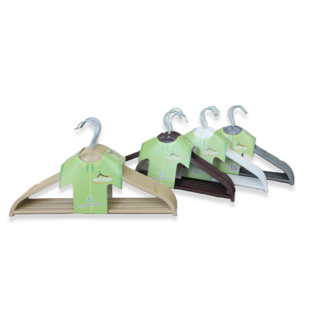 Wood-Look Plastic Clothes Hangers X6 - lunazchef.shop