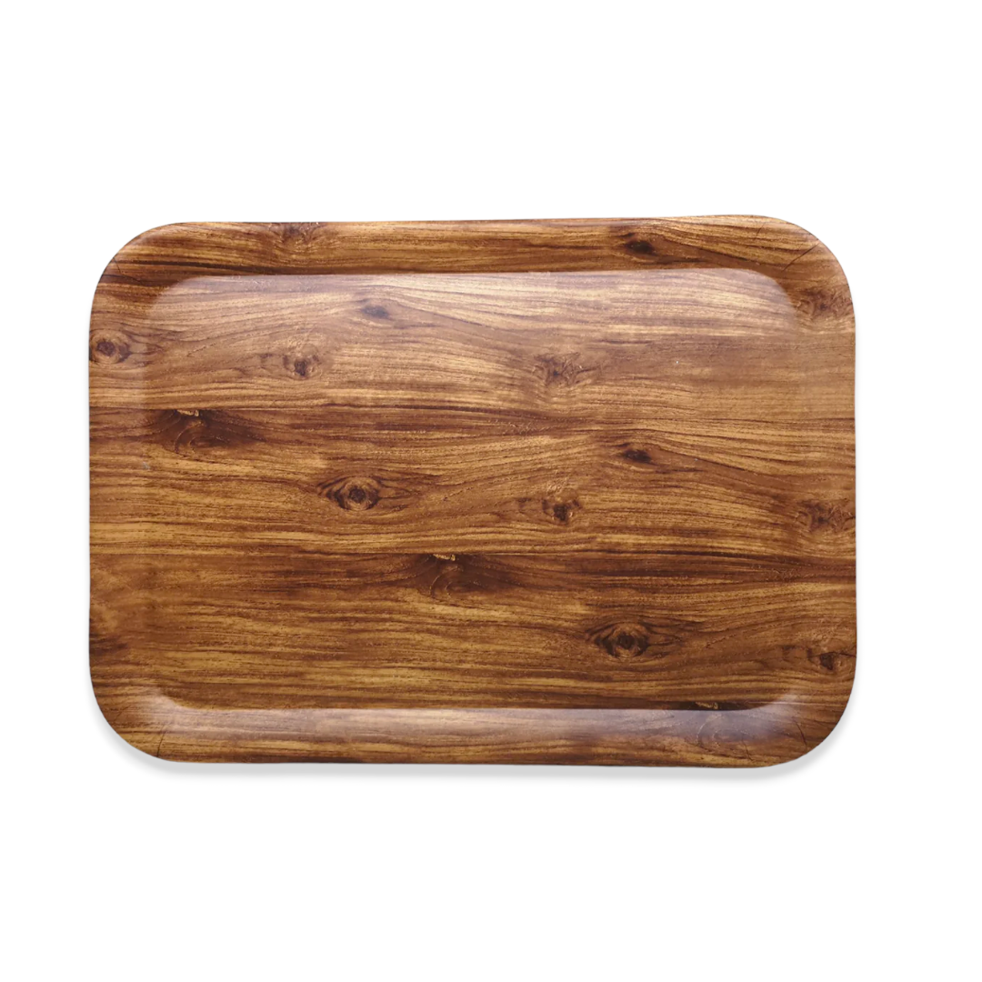 Wooden Design Rectangular Melamine Tray; 15" - lunazchef.shop