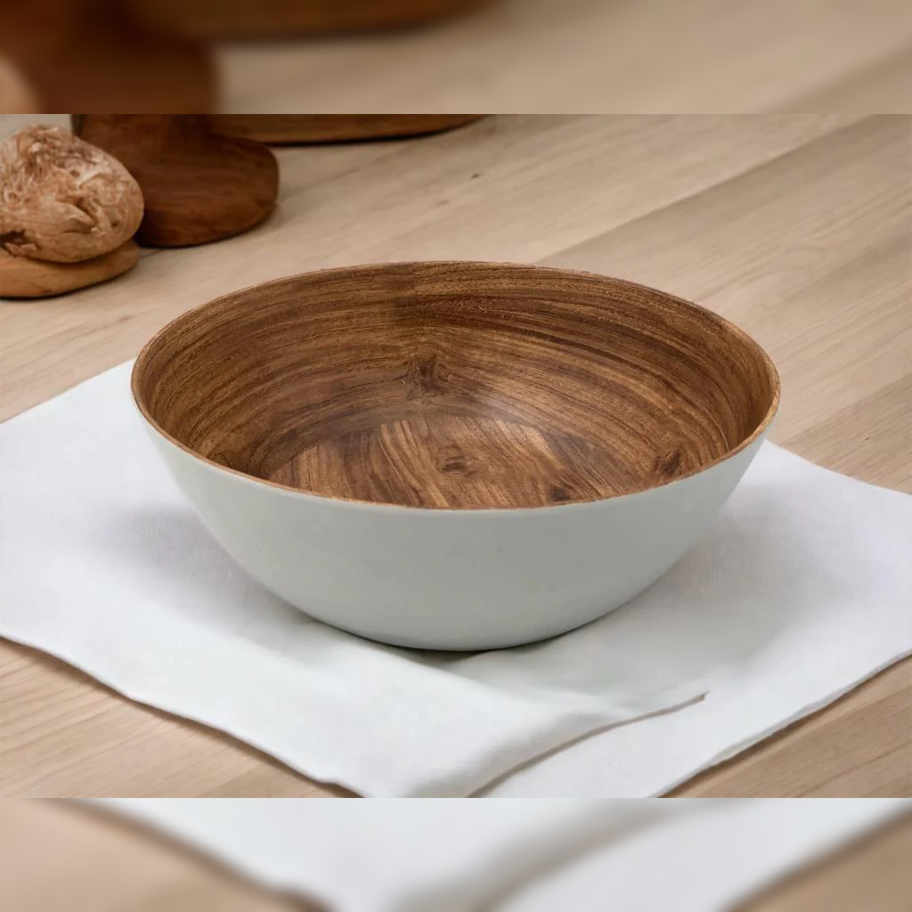 Wooden Design Round Melamine Salad Bowl 10" - lunazchef.shop