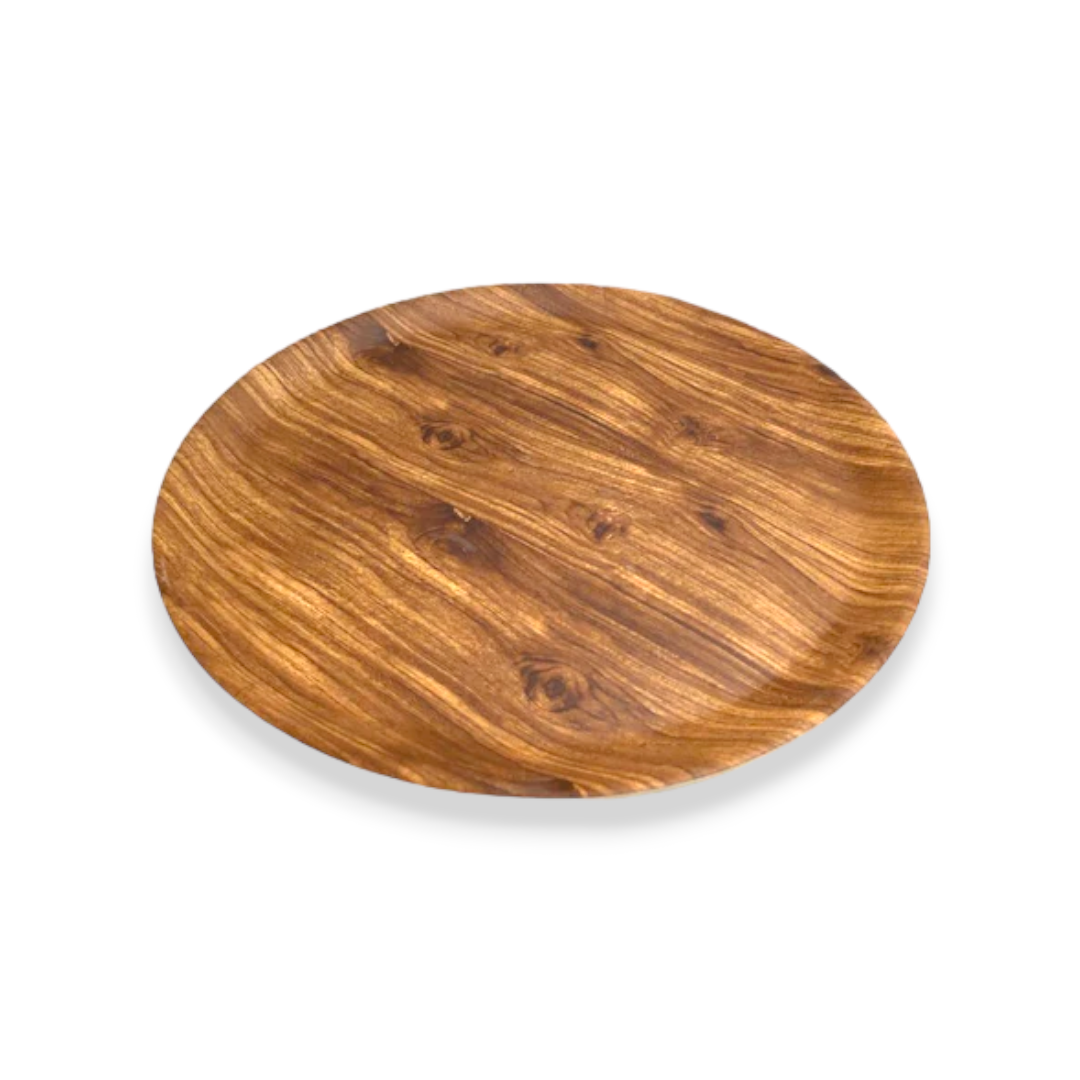 Wooden Design Round Melamine Tray; 12" - lunazchef.shop