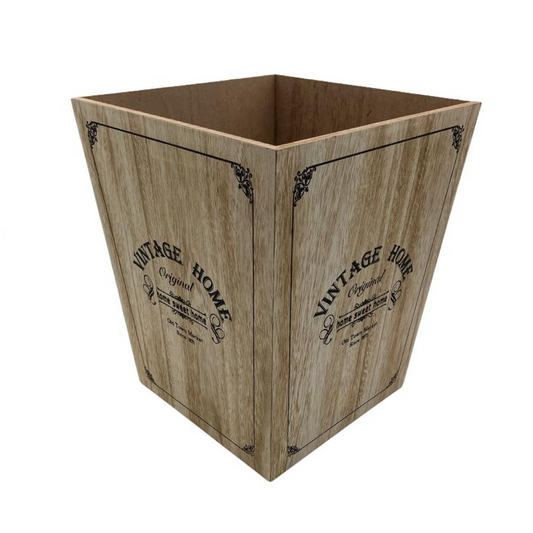 Wooden "Vintage Home" Waste Bin - lunazchef.shop