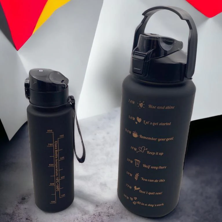 Motivational Water Bottle Set 2000 + 800mL