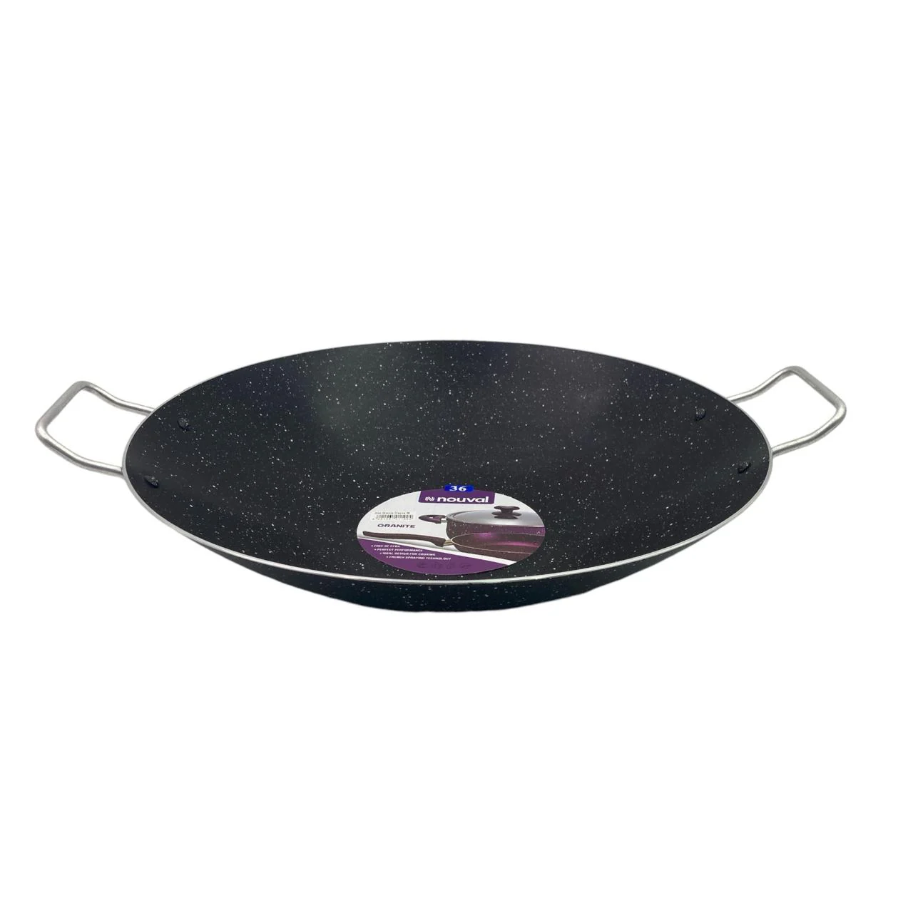 Black Granite Nouval Shallow wok - lunazchef.shop