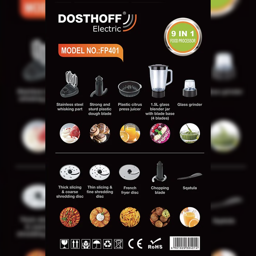 Dosthoff 9 in 1 Food Processor 1100W