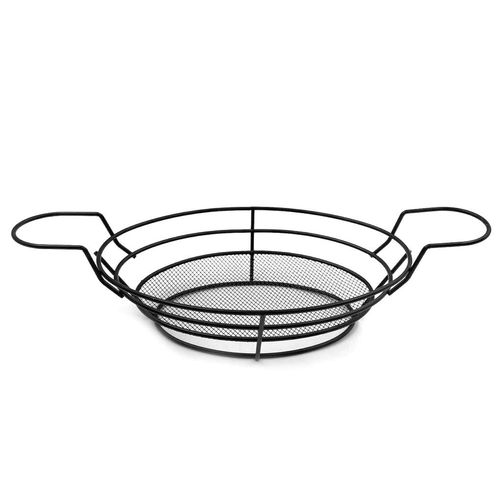 Black Oval Serving Basket 25 cm with 2 handles and base - lunazchef.shop