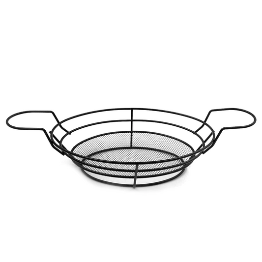 Black Oval Serving Basket 25 cm with 2 handles and base - lunazchef.shop