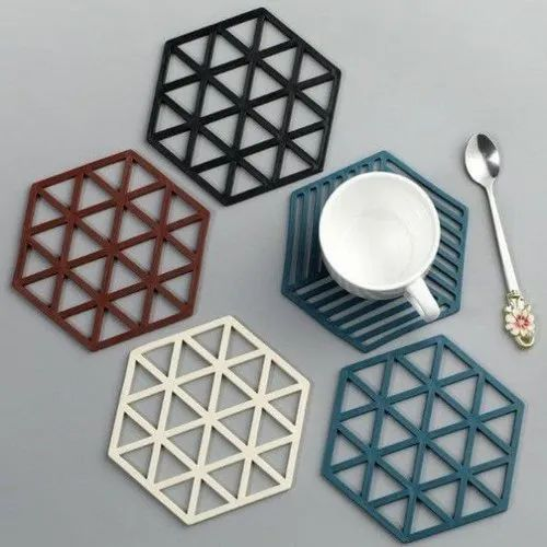 Set of 4 Silicon Heat Pad Hexagon Shape