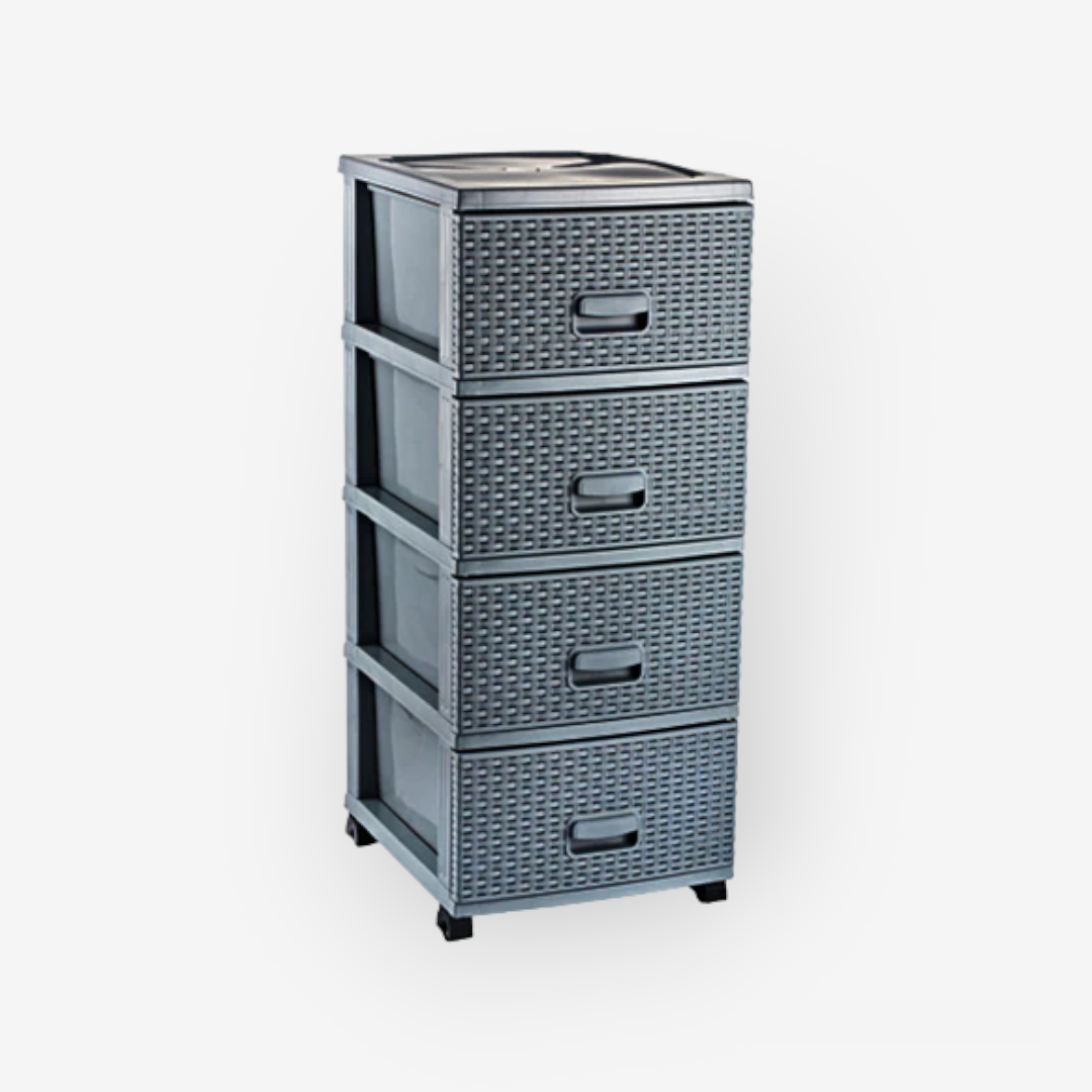 Rattan Plastic 4 Drawers with Wheels - lunazchef.shop