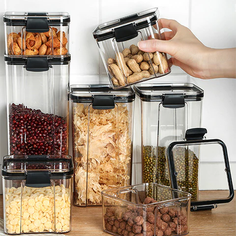 Acrylic Airtight Squared Food Jar 2 L - lunazchef.shop