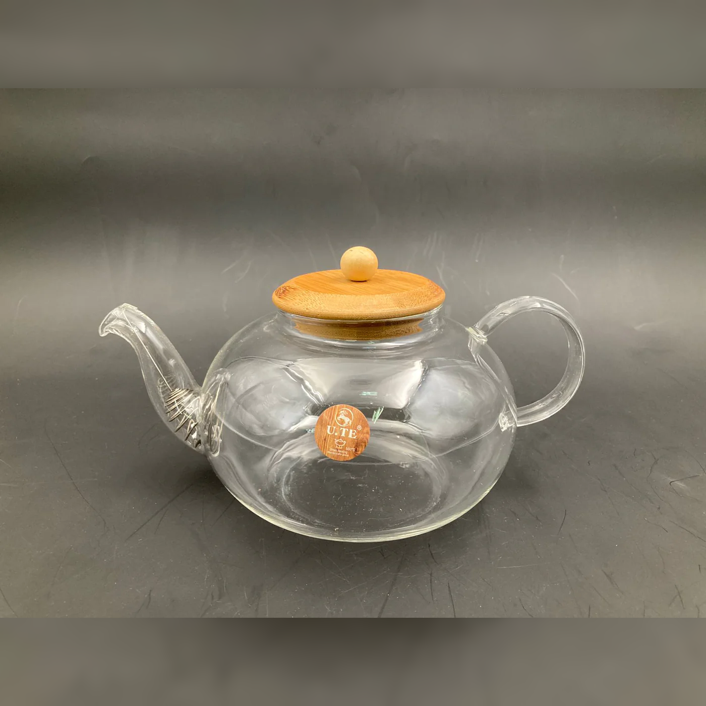 Borosilicate Glass Tea Pot Wood cover 1000 - lunazchef.shop