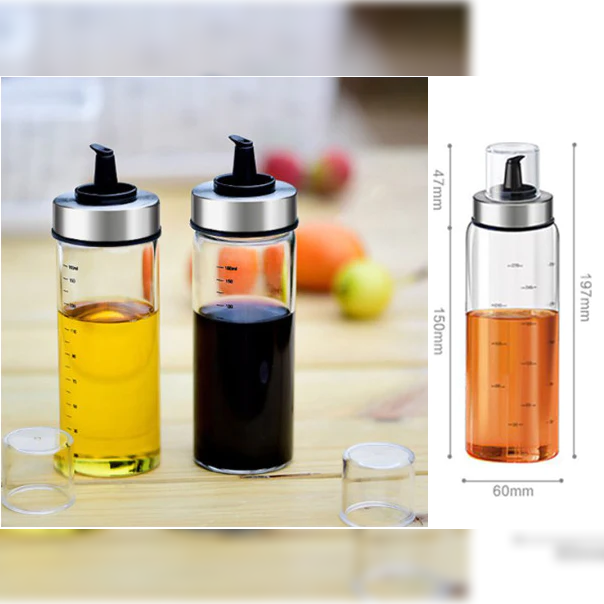 Glass Oil Bottle with Stainless Steel cover 300 ml - lunazchef.shop