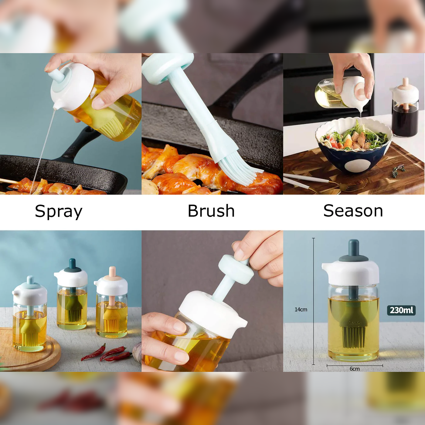 Glass Oil Sprayer with Silicone Brush - lunazchef.shop