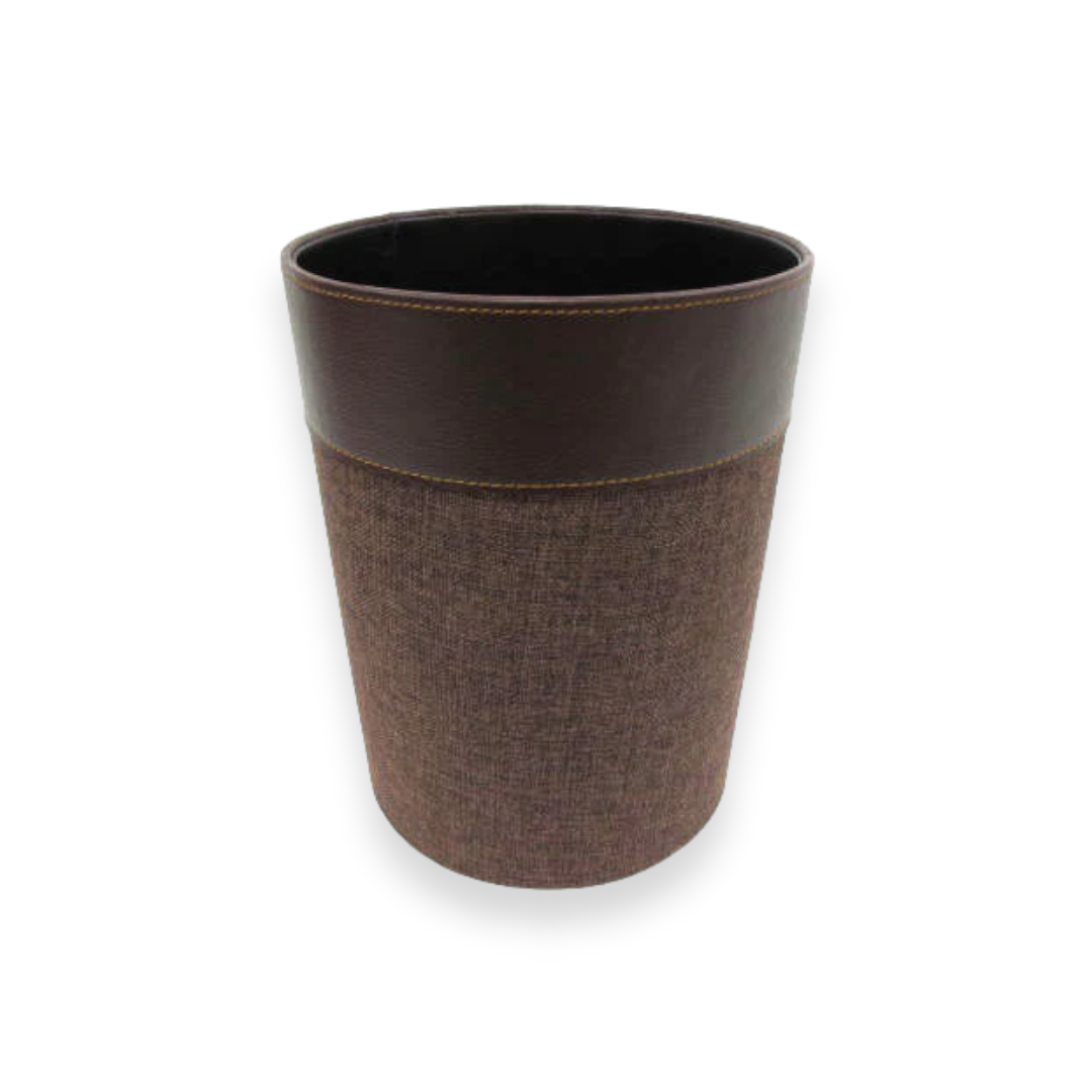 Small Classic Round Leather with Fabric Trash Can - lunazchef.shop