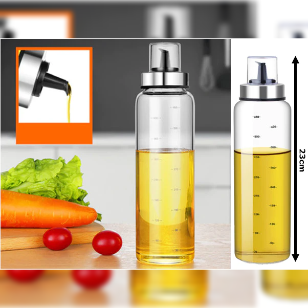 Glass Oil Bottle with SS cover 500 ml - lunazchef.shop