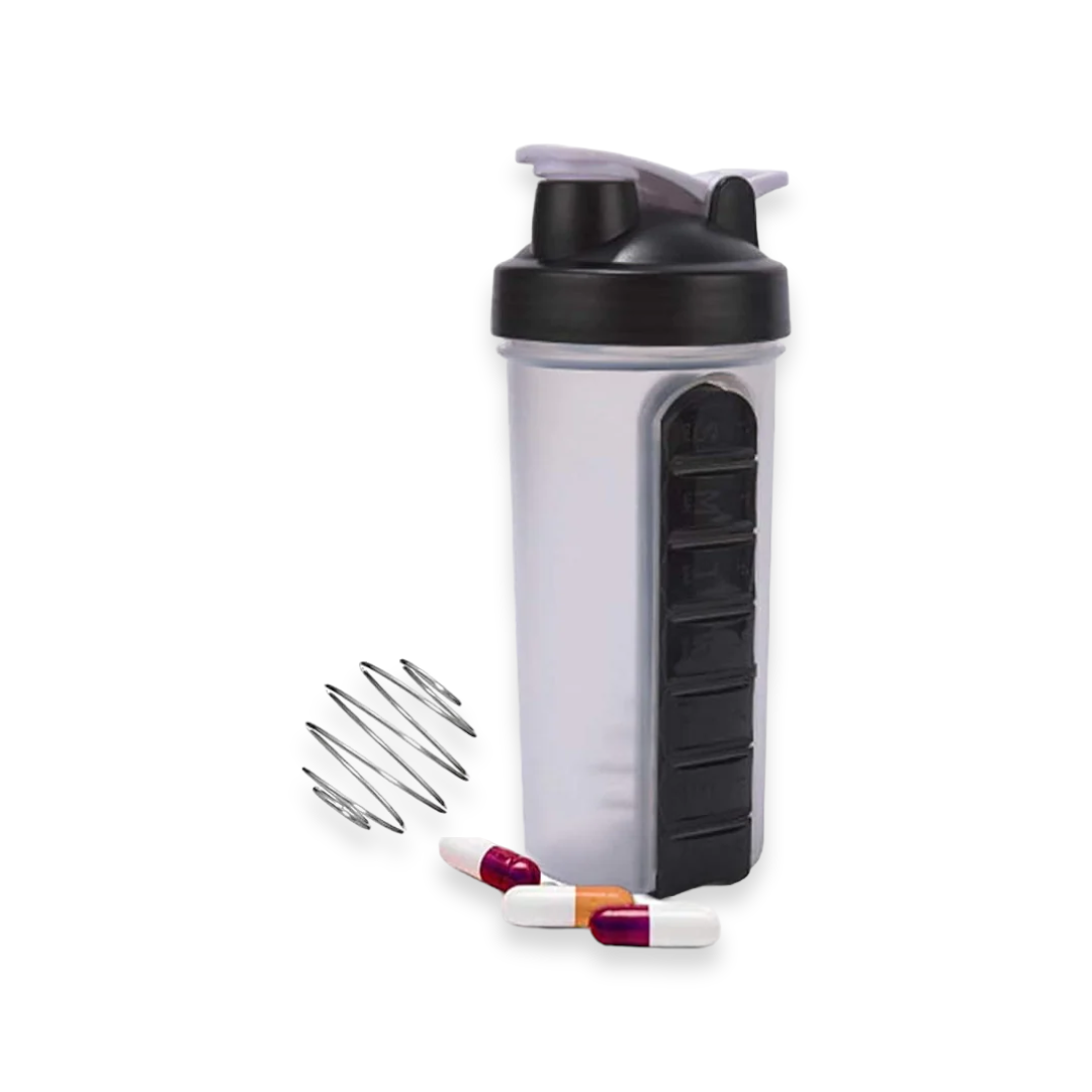 BPA Free Supplement Nutrition Shaker Bottle W Pill Box - lunazchef.shop