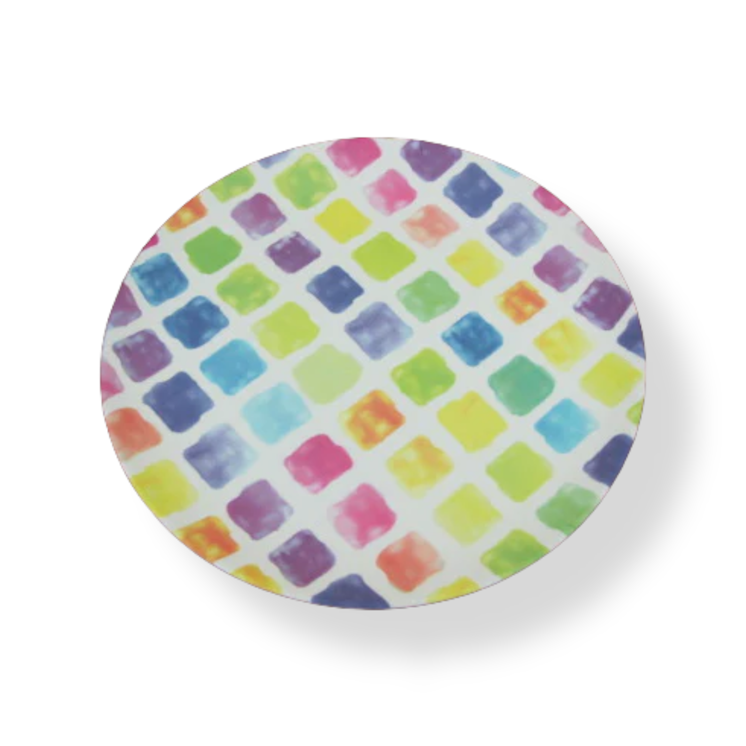 Colorful Squares Melamine Round Tray 12" - lunazchef.shop