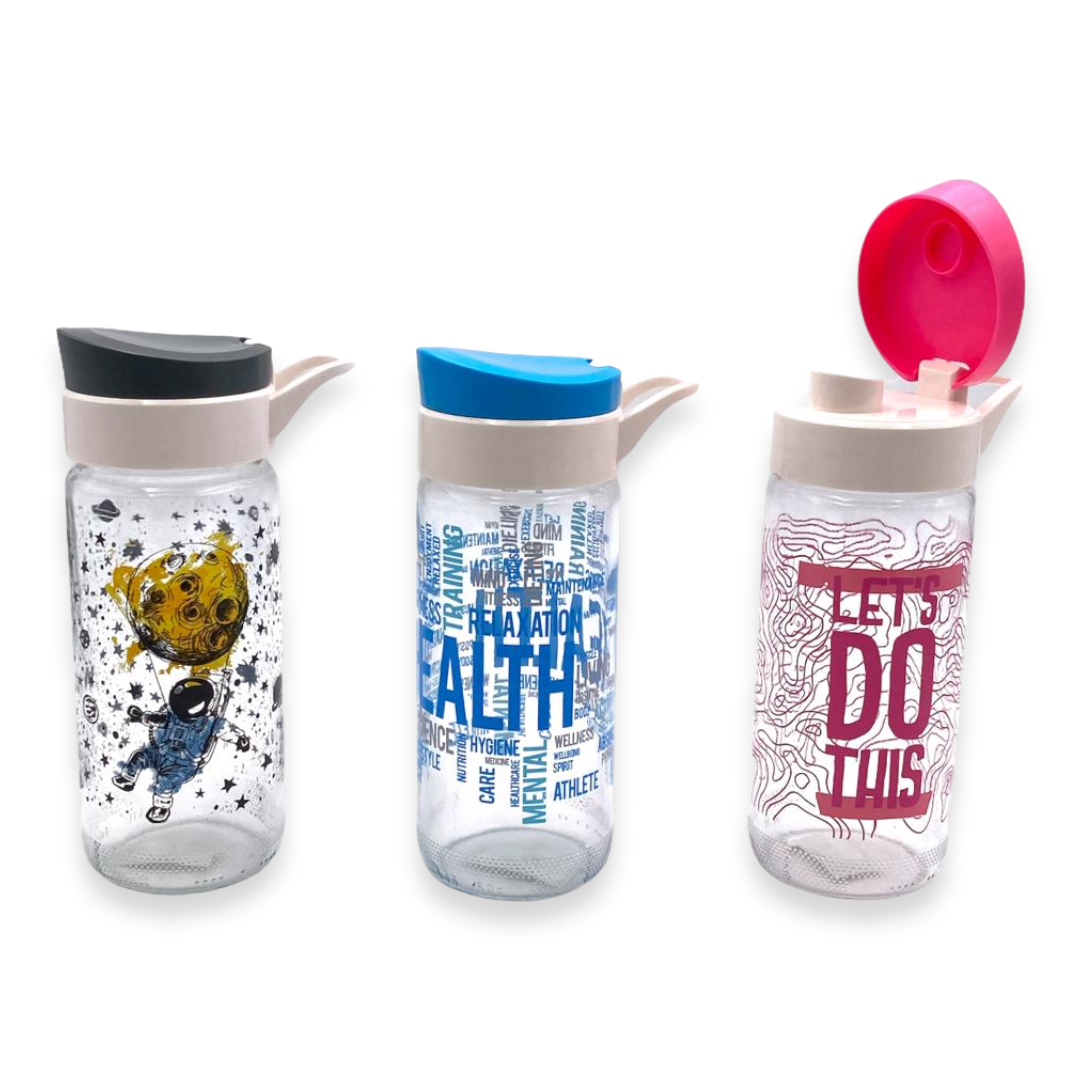 Decorated Glass Water Bottle 0.5 Lt - lunazchef.shop