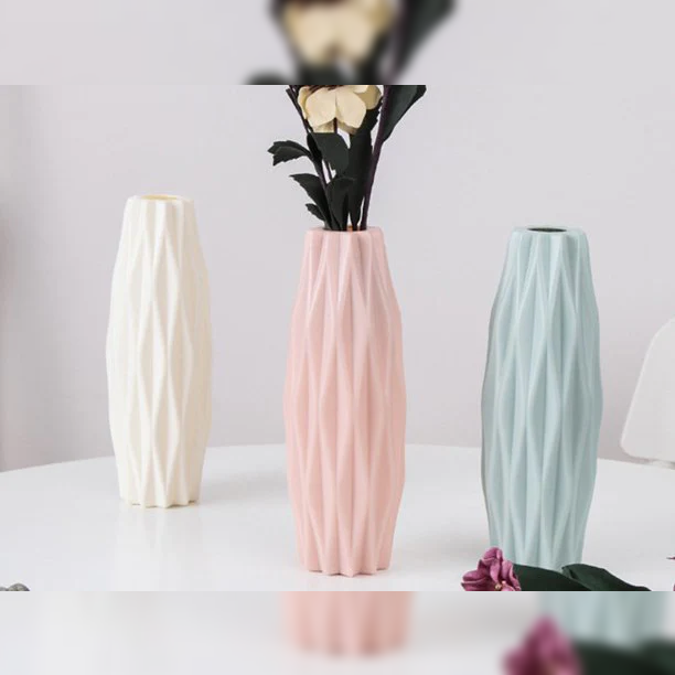 Plastic Vase Ceramic Look 21 cm - lunazchef.shop