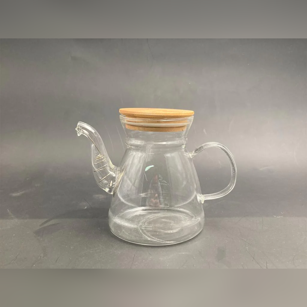 Borosilicate Glass Tea Pot Wood cover 900 - lunazchef.shop