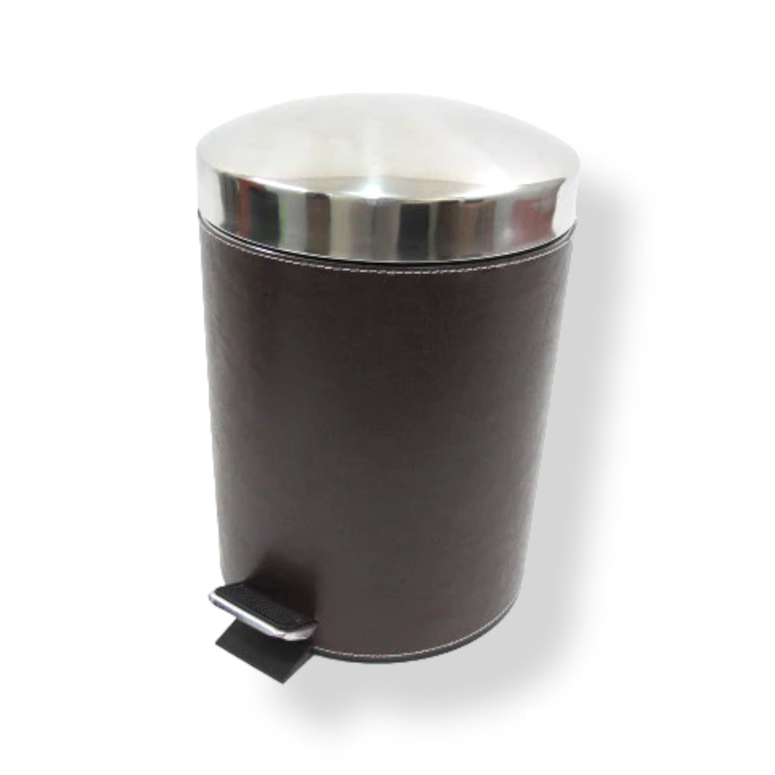 Stainless steel leather coated dustbin with plastic inner - lunazchef.shop