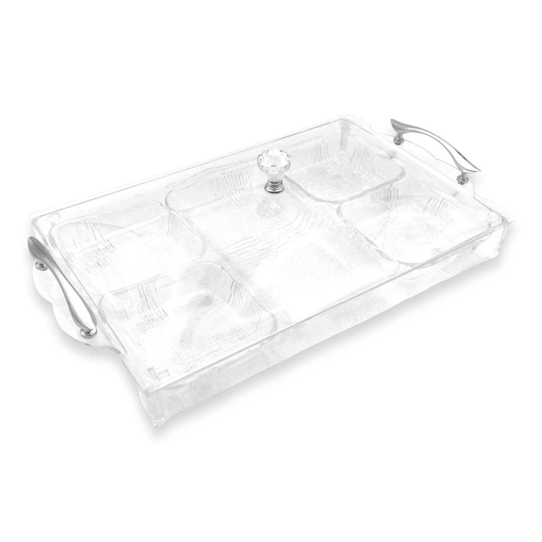 Divided Acrylic Sweet and Food Box - 5 compartments - lunazchef.shop