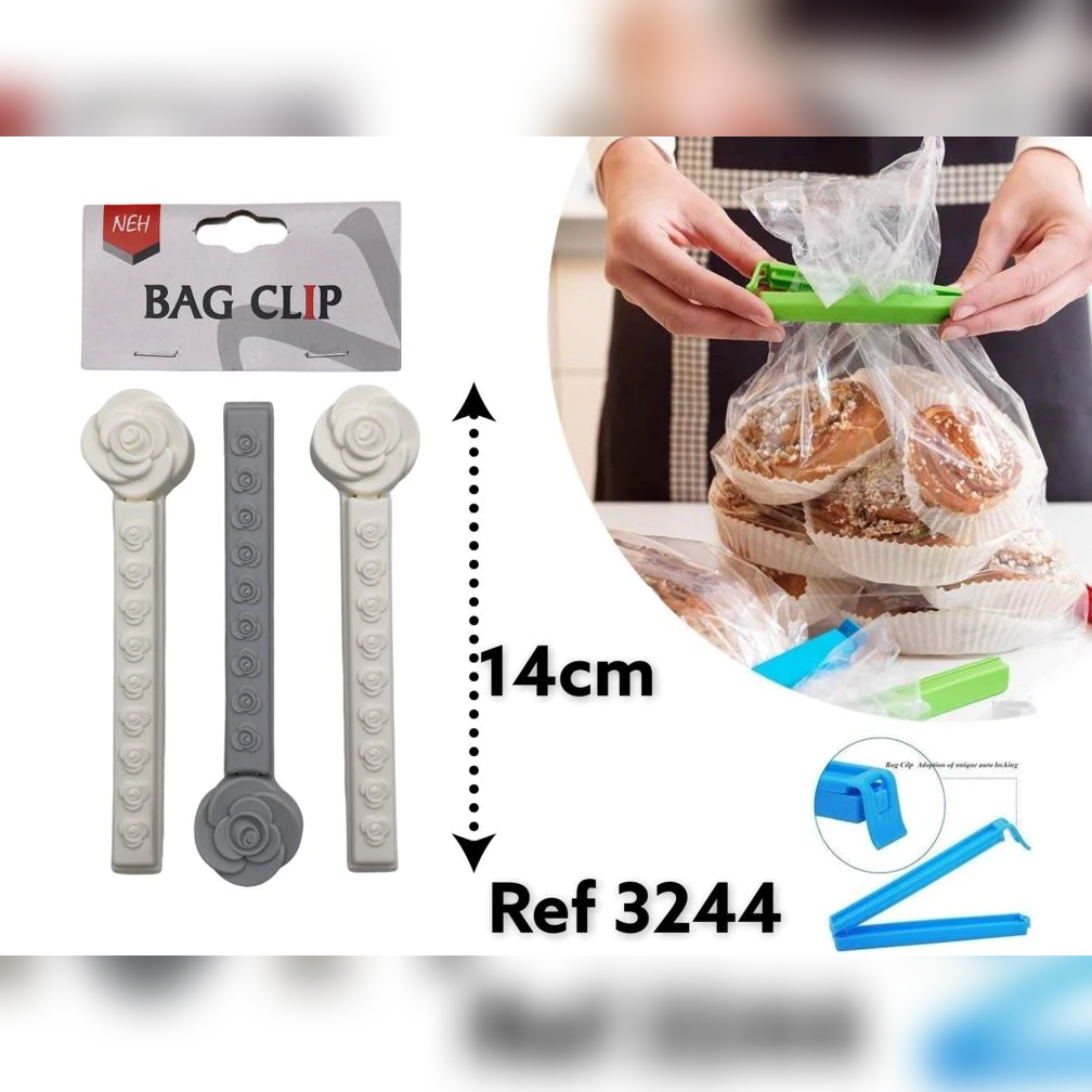 Plastic Bag Clip Flower Design X3 - lunazchef.shop