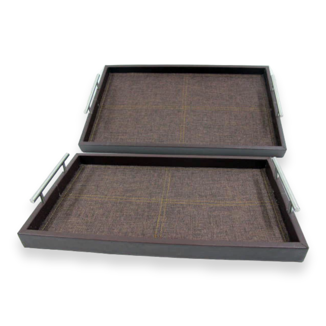 Leather with Fabric Serving Tray Set - lunazchef.shop