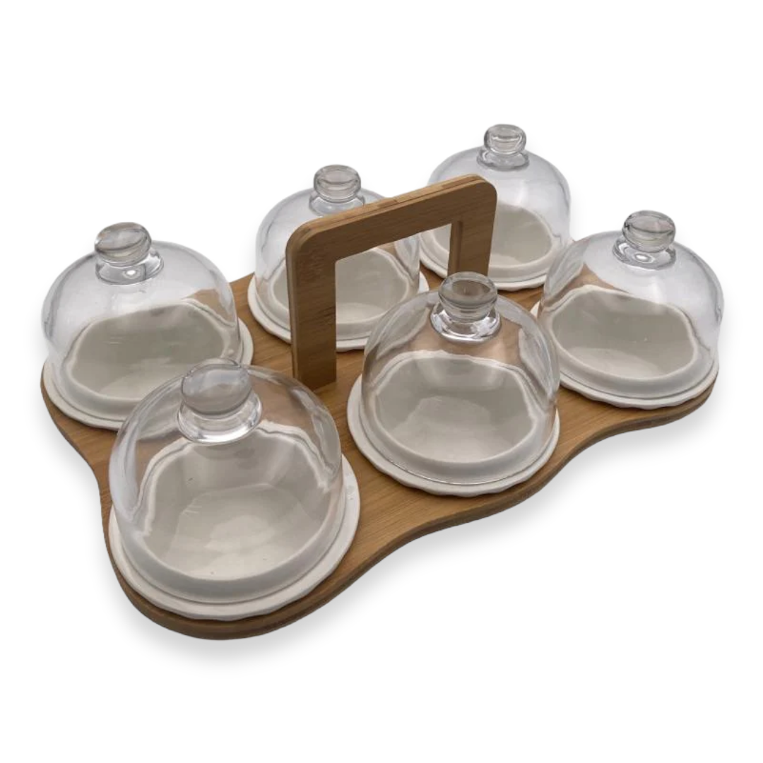 Divided Nuts Dish with Glass Covers 6 compartments - lunazchef.shop