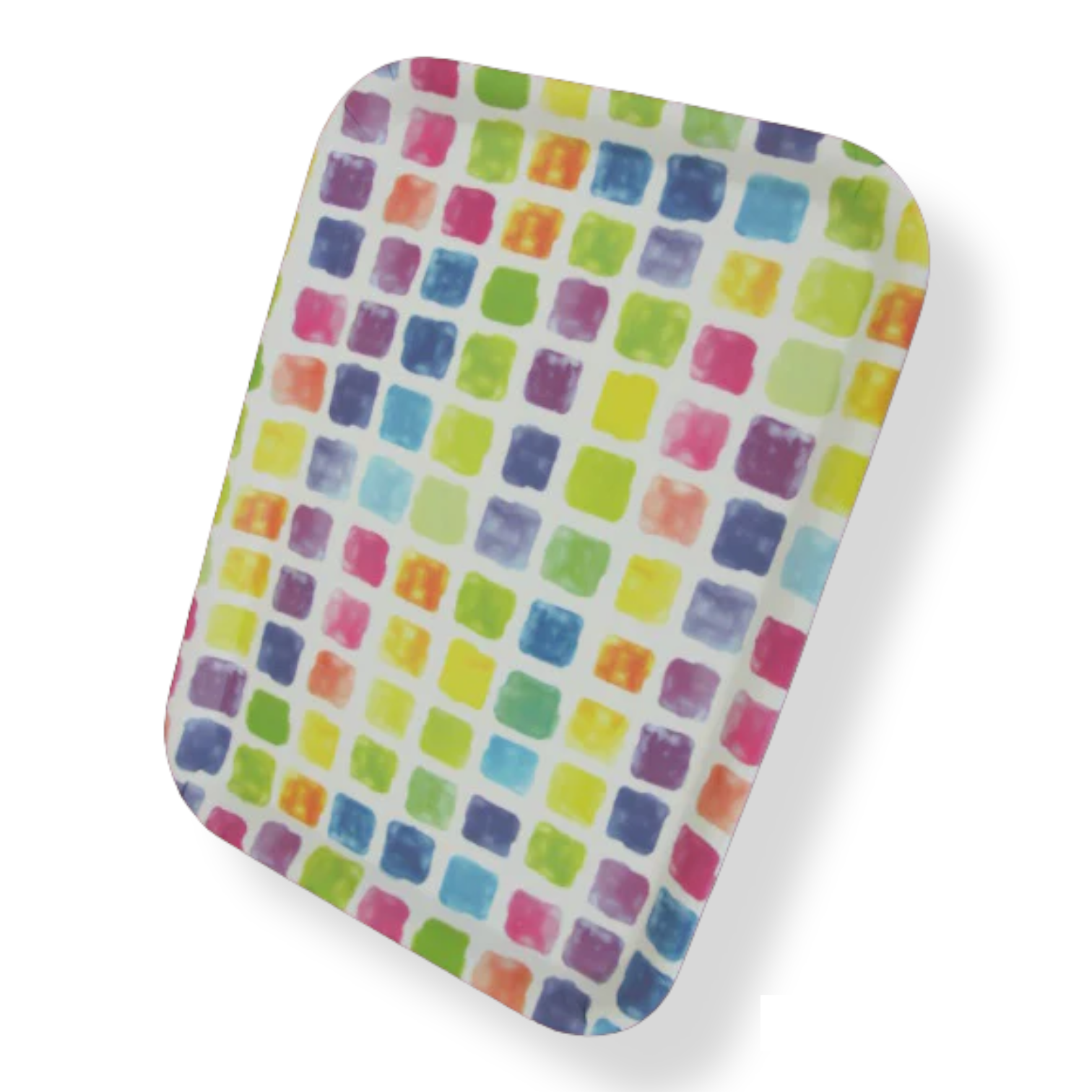 Colorful Squares Melamine Rectangular Tray 17" - lunazchef.shop