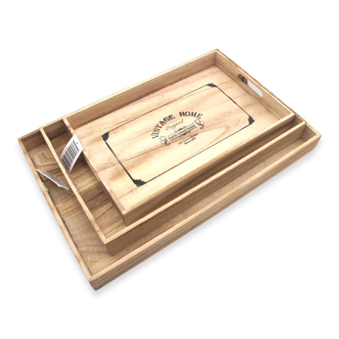 VIntage Home 3 Piece Wooden Trays - lunazchef.shop