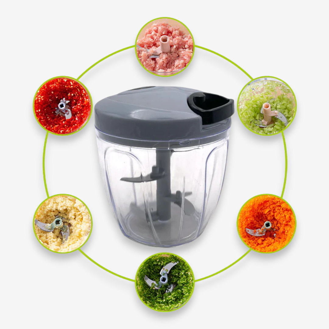 Silver Manual Food Chopper with 5 blades - lunazchef.shop