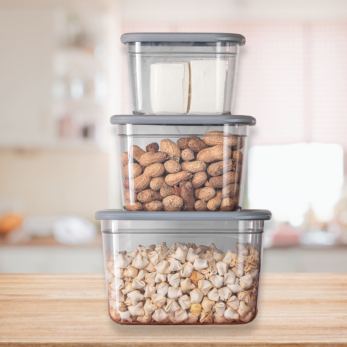 Set of 3 Poli Food Storage Box with Silicon Rim Cover - lunazchef.shop