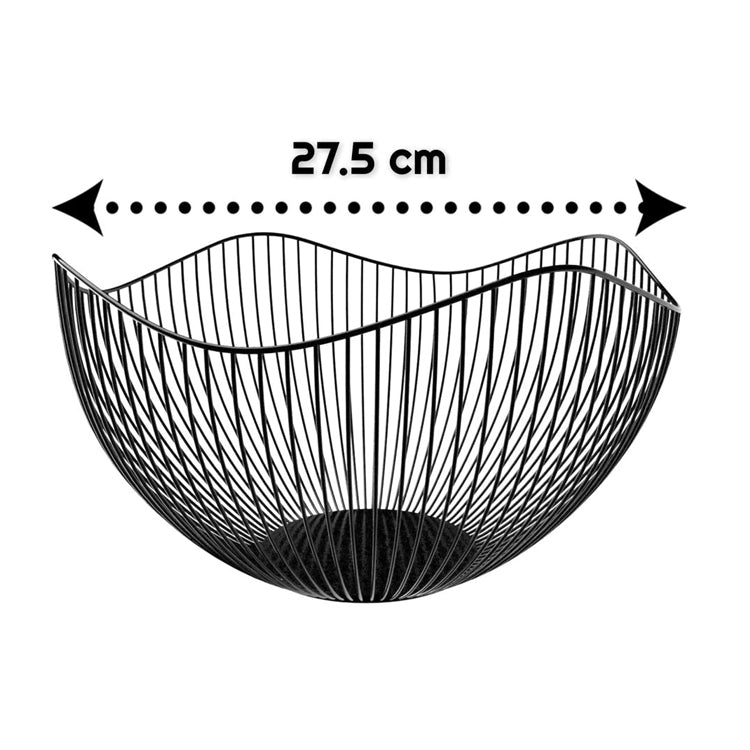 Wavy Metal Fruit Basket Black - lunazchef.shop