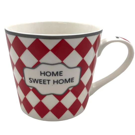 Large Porcelain Mug with Checkered Design - lunazchef.shop