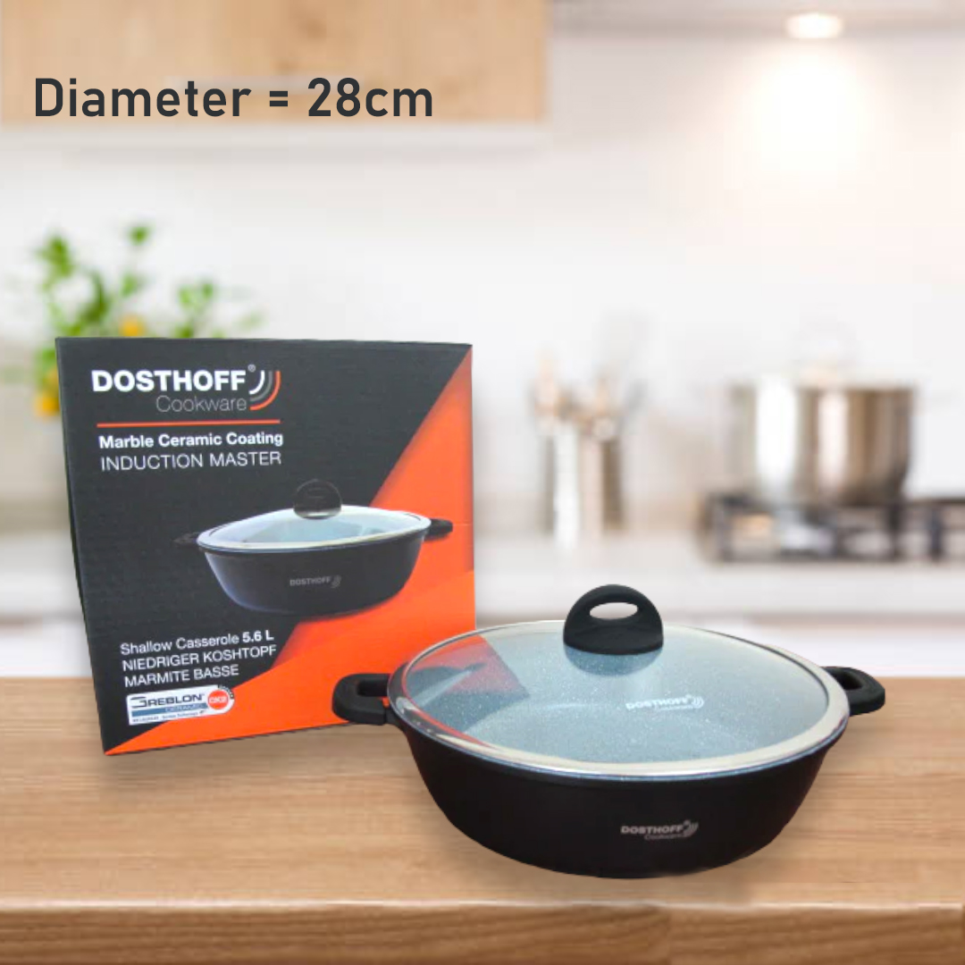 DOSTHOFF INDUCTION MASTER LOW CASSEROLE BLACK 28 CM 4.5L - lunazchef.shop