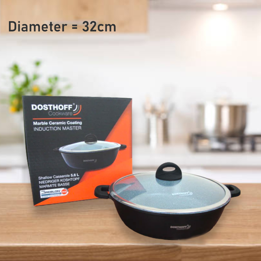 DOSTHOFF INDUCTION MASTER LOW CASSEROLE BLACK 32 CM 5.6L - lunazchef.shop