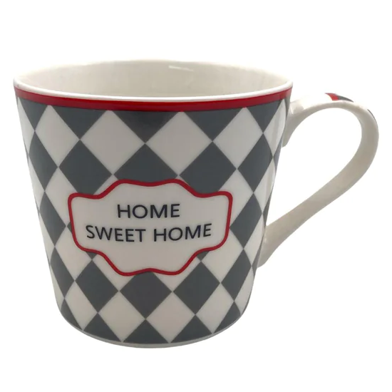 Large Porcelain Mug with Checkered Design - lunazchef.shop