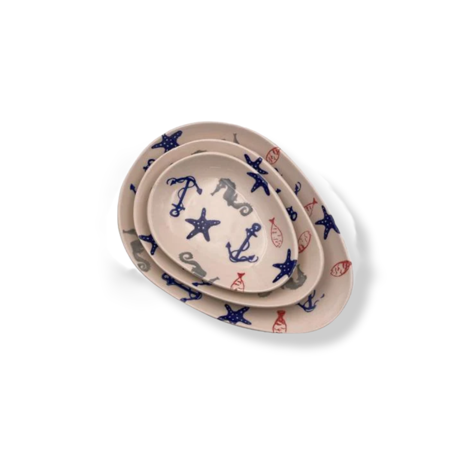 Decorated Ceramic Drop Shape Plates Set of 3 - lunazchef.shop