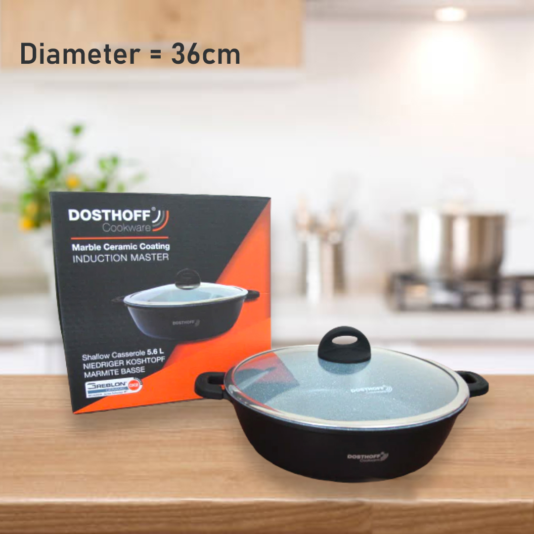 DOSTHOFF INDUCTION MASTER LOW CASSEROLE BLACK 36CM 7.6 L - lunazchef.shop