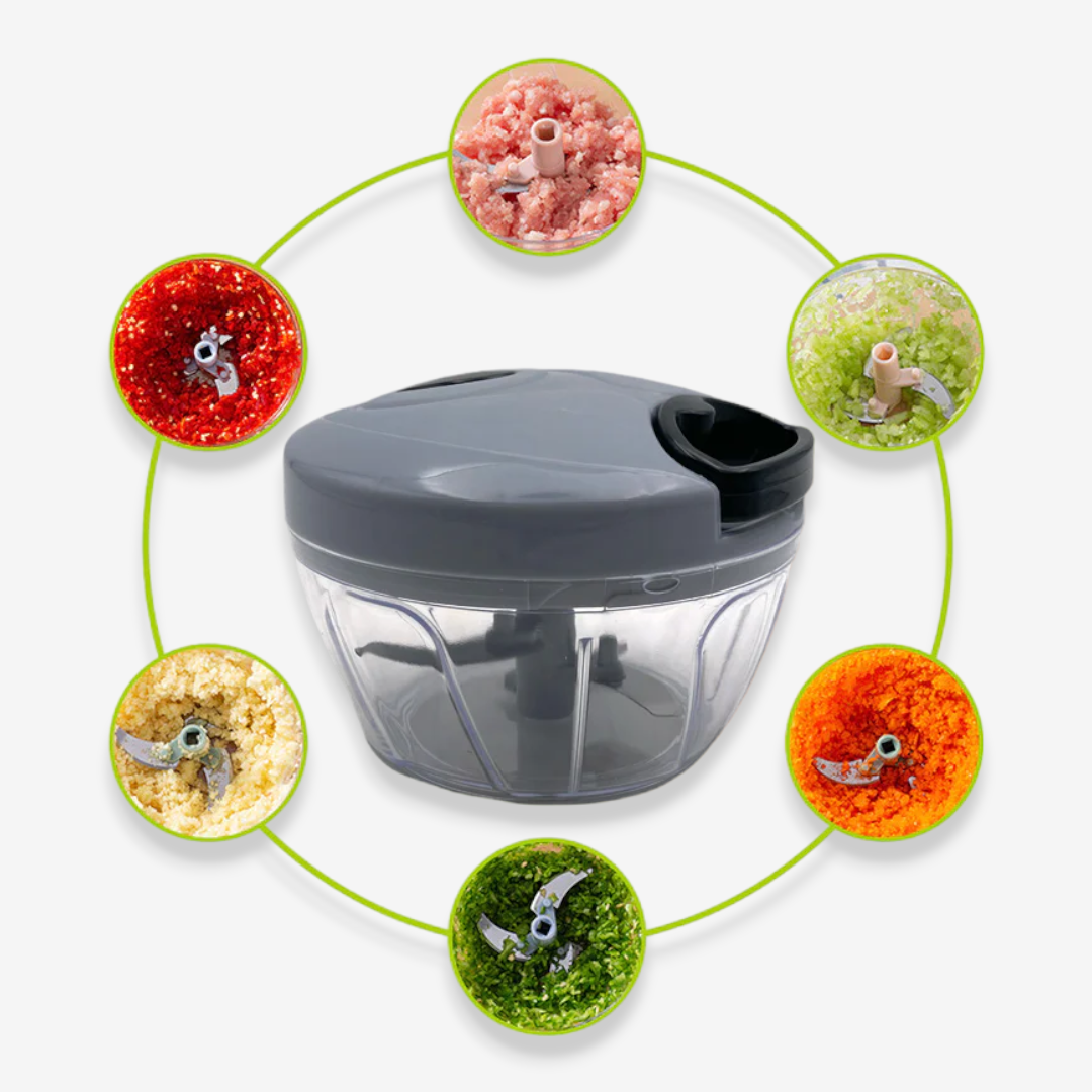 Silver Manual Food Chopper with 3 blades - lunazchef.shop