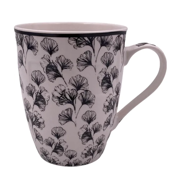 Porcelain Mug with Black Flowers - lunazchef.shop