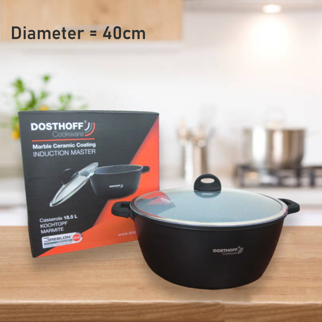 DOSTHOFF INDUCTION MASTER CASSEROLE BLACK 40 CM 18.5 L W - lunazchef.shop