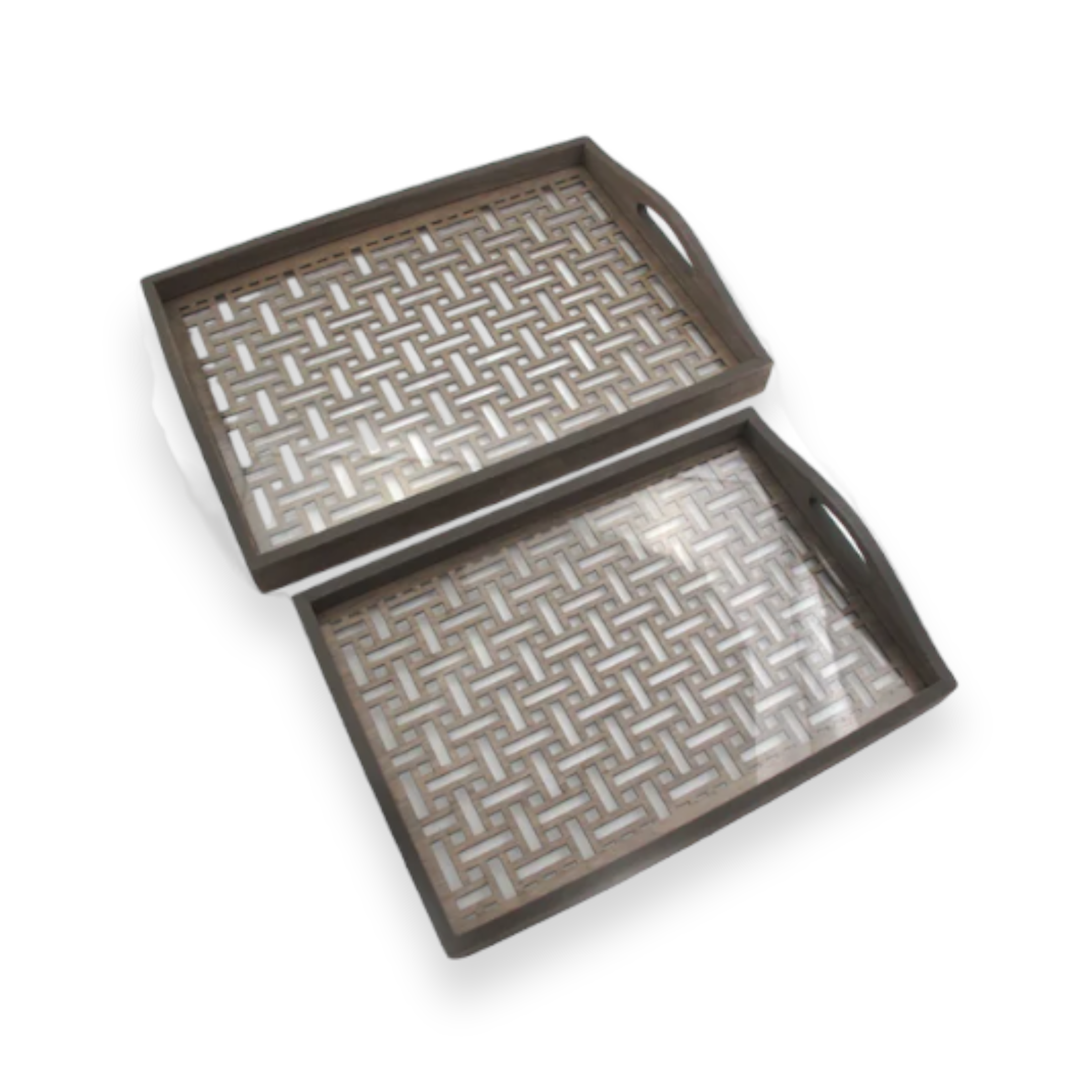 Set of 2 engraved wooden trays - lunazchef.shop