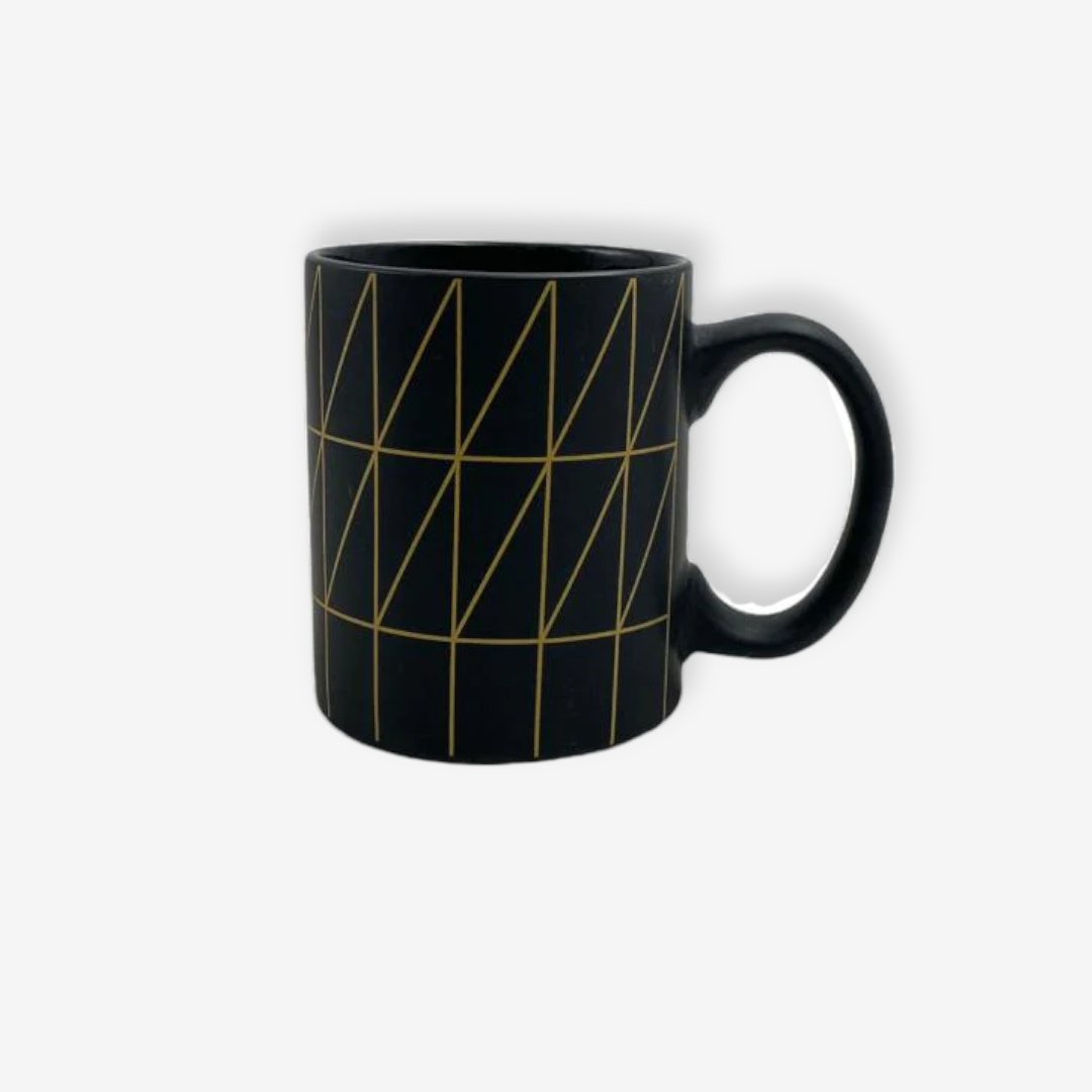 Matt Black Porcelain Mug with Golden Geometry - lunazchef.shop