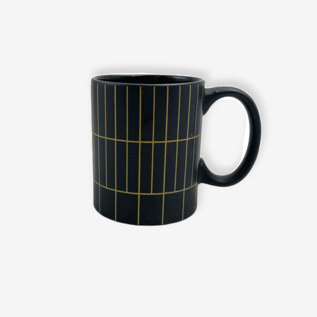 Matt Black Porcelain Mug with Golden Geometry - lunazchef.shop