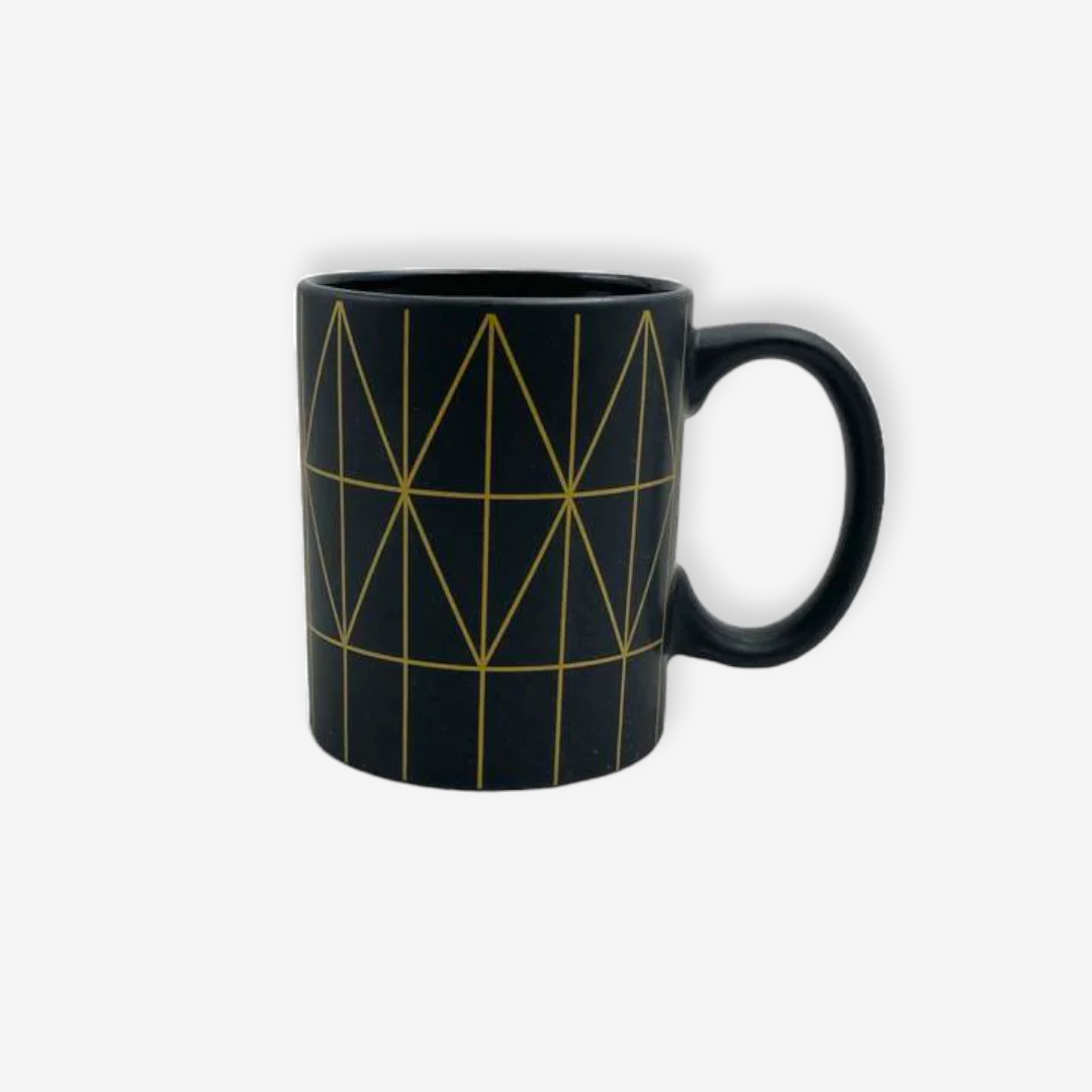 Matt Black Porcelain Mug with Golden Geometry - lunazchef.shop